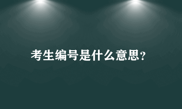 考生编号是什么意思？