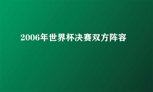 2006年世界杯决赛双方阵容