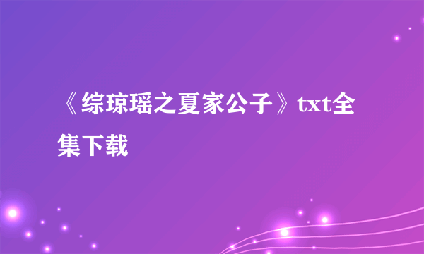 《综琼瑶之夏家公子》txt全集下载