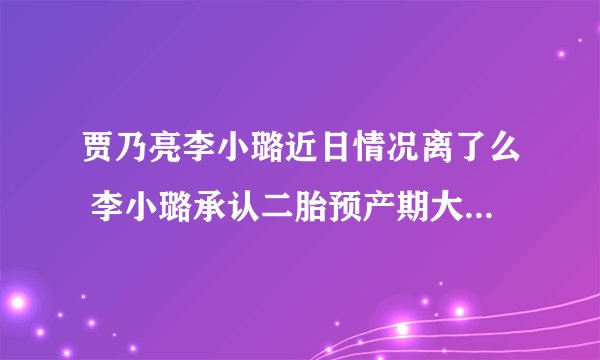 贾乃亮李小璐近日情况离了么 李小璐承认二胎预产期大肚照快生了