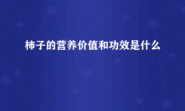 柿子的营养价值和功效是什么