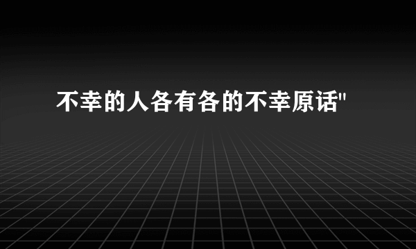 不幸的人各有各的不幸原话