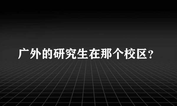 广外的研究生在那个校区？