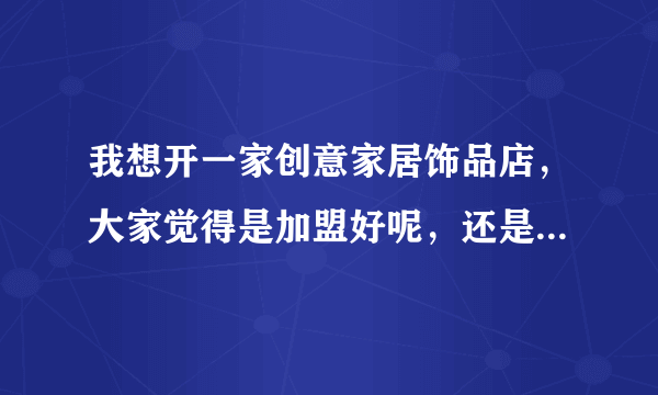 我想开一家创意家居饰品店，大家觉得是加盟好呢，还是自己进散货好？哪位有好的意见