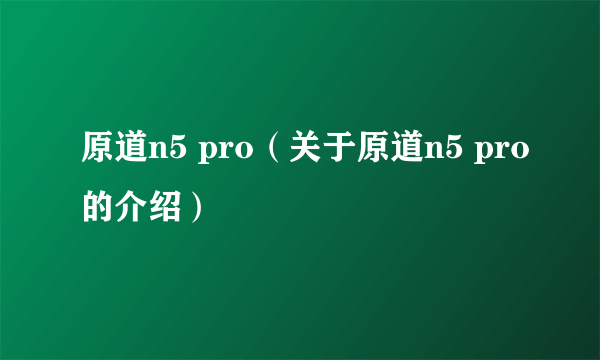 原道n5 pro（关于原道n5 pro的介绍）