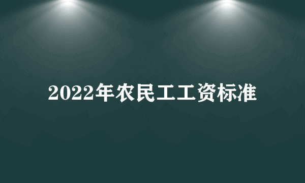 2022年农民工工资标准