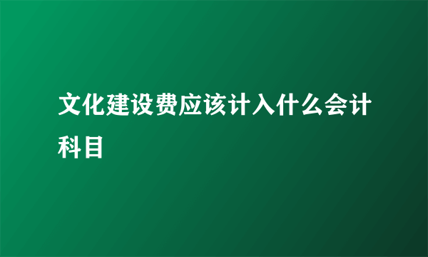 文化建设费应该计入什么会计科目