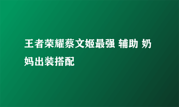 王者荣耀蔡文姬最强 辅助 奶妈出装搭配