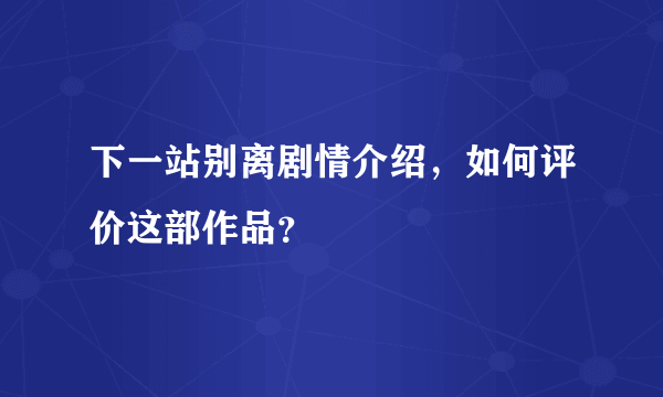 下一站别离剧情介绍，如何评价这部作品？