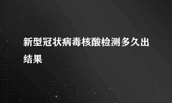 新型冠状病毒核酸检测多久出结果