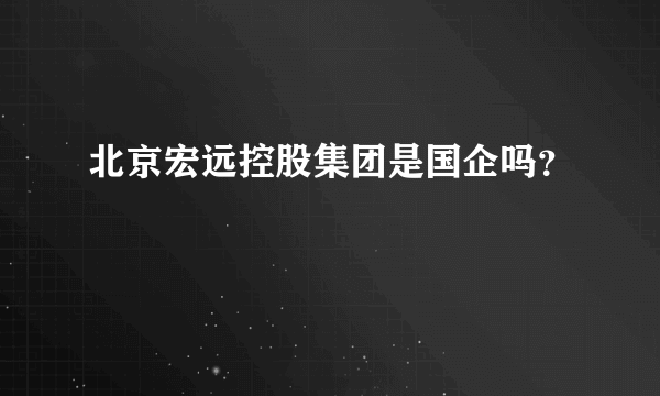 北京宏远控股集团是国企吗？