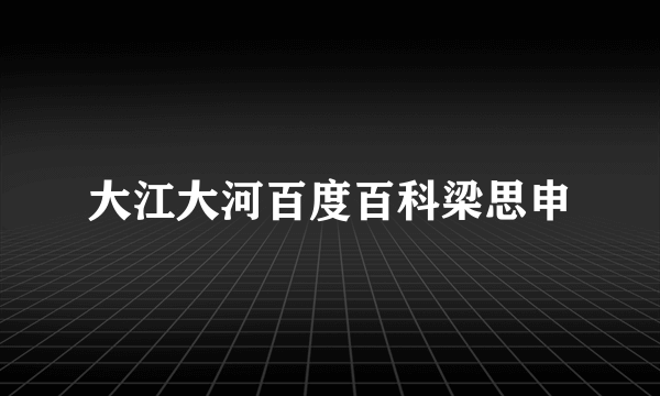 大江大河百度百科梁思申