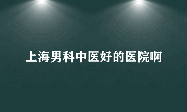 上海男科中医好的医院啊