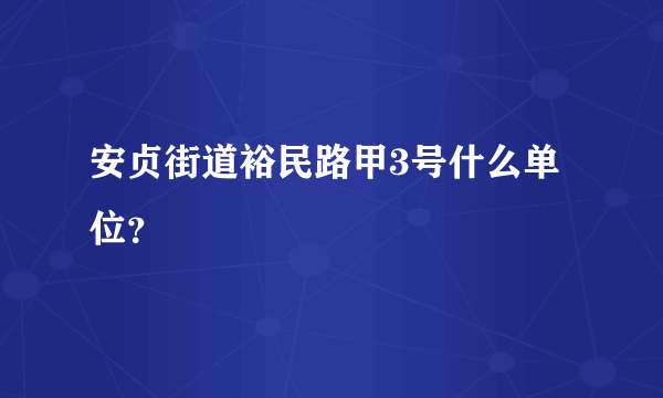 安贞街道裕民路甲3号什么单位？