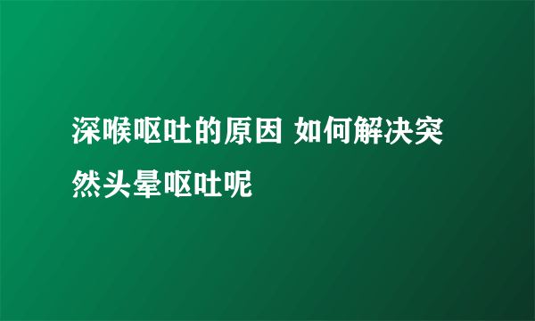 深喉呕吐的原因 如何解决突然头晕呕吐呢