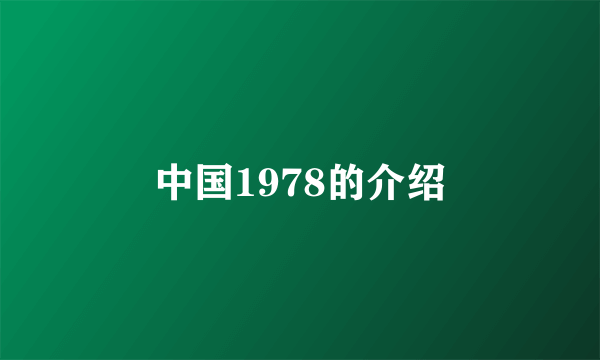 中国1978的介绍