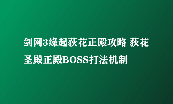 剑网3缘起荻花正殿攻略 荻花圣殿正殿BOSS打法机制