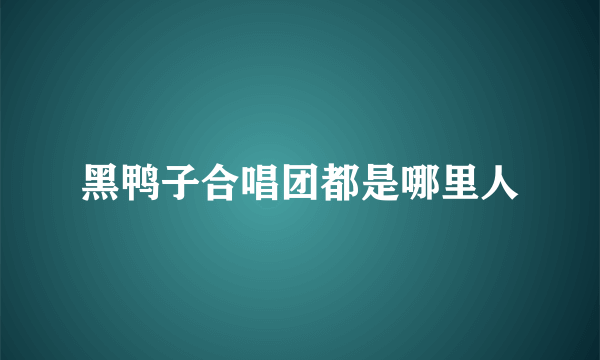 黑鸭子合唱团都是哪里人