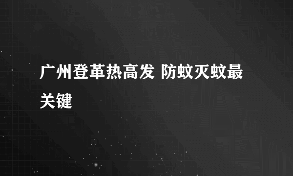 广州登革热高发 防蚊灭蚊最关键