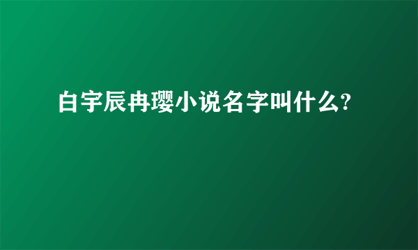 白宇辰冉璎小说名字叫什么?