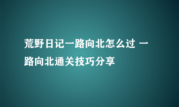 荒野日记一路向北怎么过 一路向北通关技巧分享