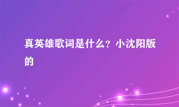 真英雄歌词是什么？小沈阳版的