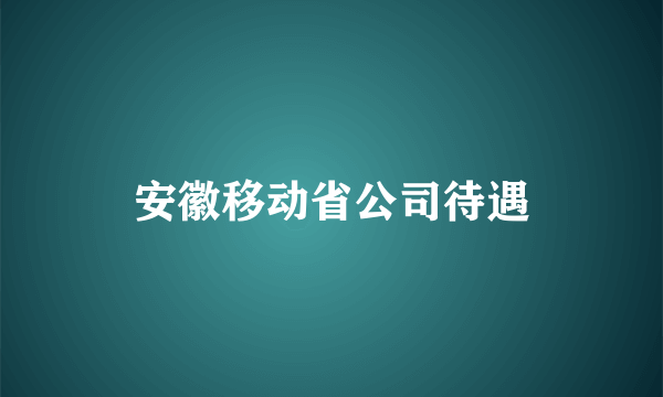 安徽移动省公司待遇