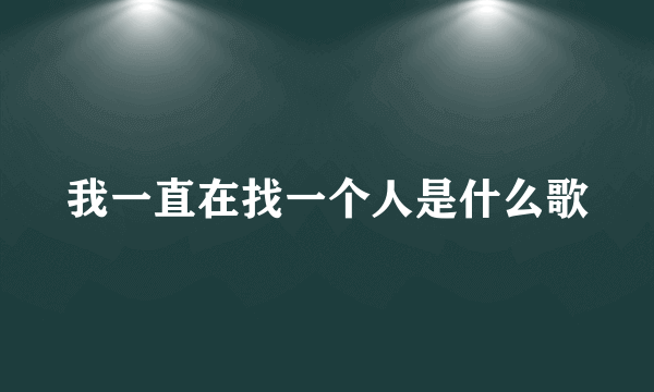 我一直在找一个人是什么歌