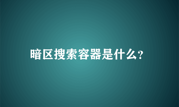 暗区搜索容器是什么？