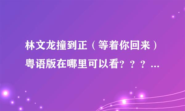 林文龙撞到正（等着你回来）粤语版在哪里可以看？？？急求~~~