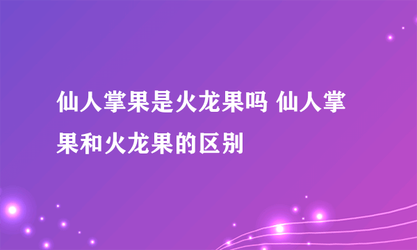 仙人掌果是火龙果吗 仙人掌果和火龙果的区别