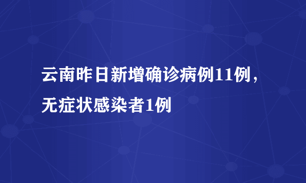 云南昨日新增确诊病例11例，无症状感染者1例