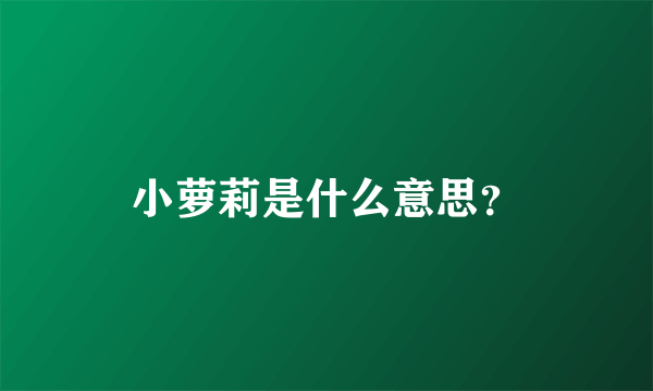 小萝莉是什么意思？