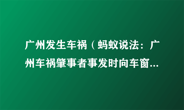 广州发生车祸（蚂蚁说法：广州车祸肇事者事发时向车窗外撒钱）