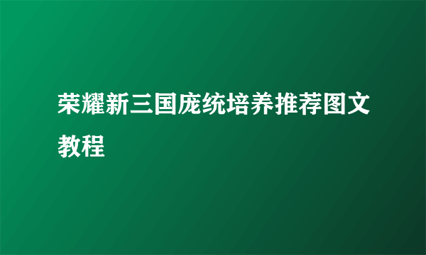 荣耀新三国庞统培养推荐图文教程