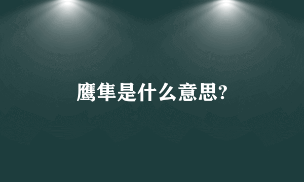 鹰隼是什么意思?