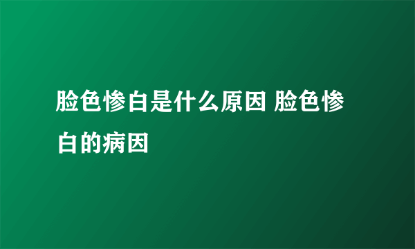 脸色惨白是什么原因 脸色惨白的病因