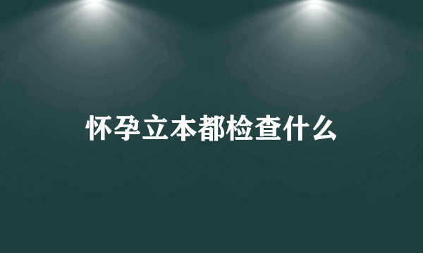 怀孕立本都检查什么