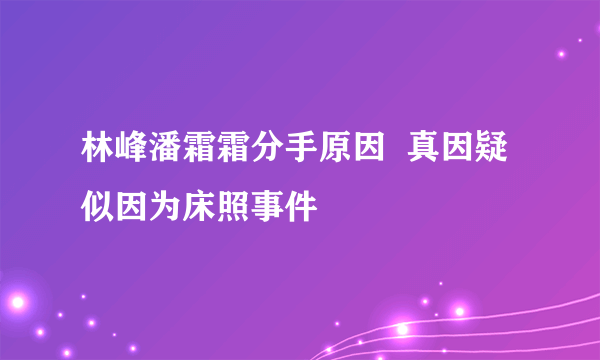 林峰潘霜霜分手原因  真因疑似因为床照事件