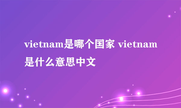 vietnam是哪个国家 vietnam是什么意思中文