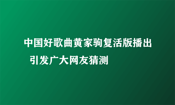 中国好歌曲黄家驹复活版播出  引发广大网友猜测