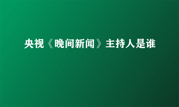 央视《晚间新闻》主持人是谁