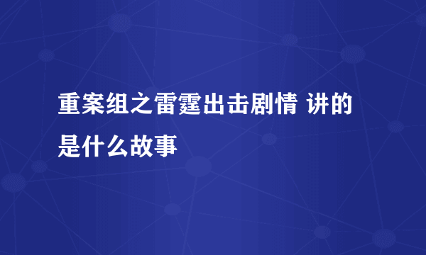 重案组之雷霆出击剧情 讲的是什么故事