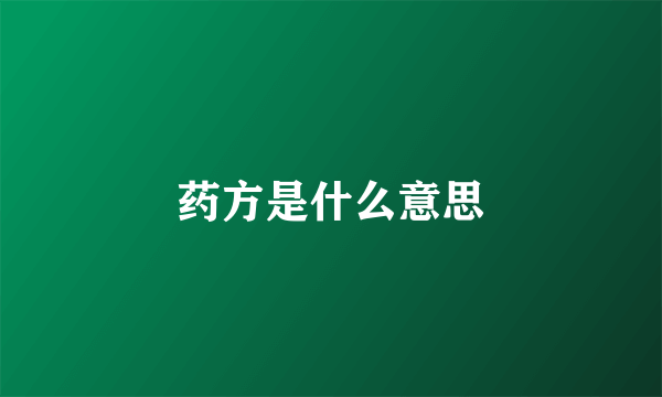 药方是什么意思