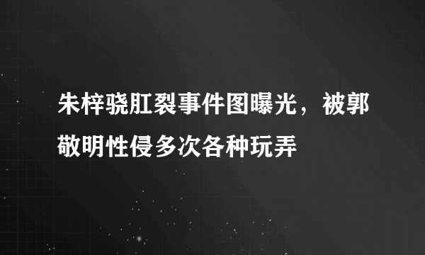 朱梓骁肛裂事件图曝光，被郭敬明性侵多次各种玩弄 