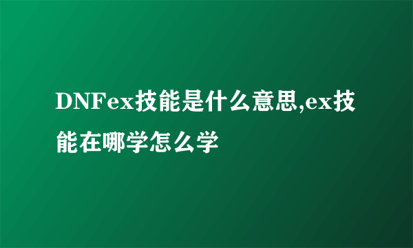 DNFex技能是什么意思,ex技能在哪学怎么学