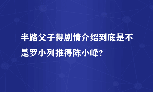 半路父子得剧情介绍到底是不是罗小列推得陈小峰？