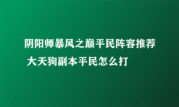 阴阳师暴风之巅平民阵容推荐 大天狗副本平民怎么打