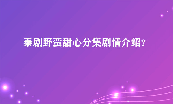 泰剧野蛮甜心分集剧情介绍？