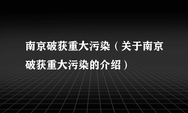 南京破获重大污染（关于南京破获重大污染的介绍）